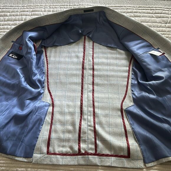 Westport Black Windowpane Grey/Blue 2 Button Wool/Silk Unlined Sports coat 44XL - Picture 15 of 15